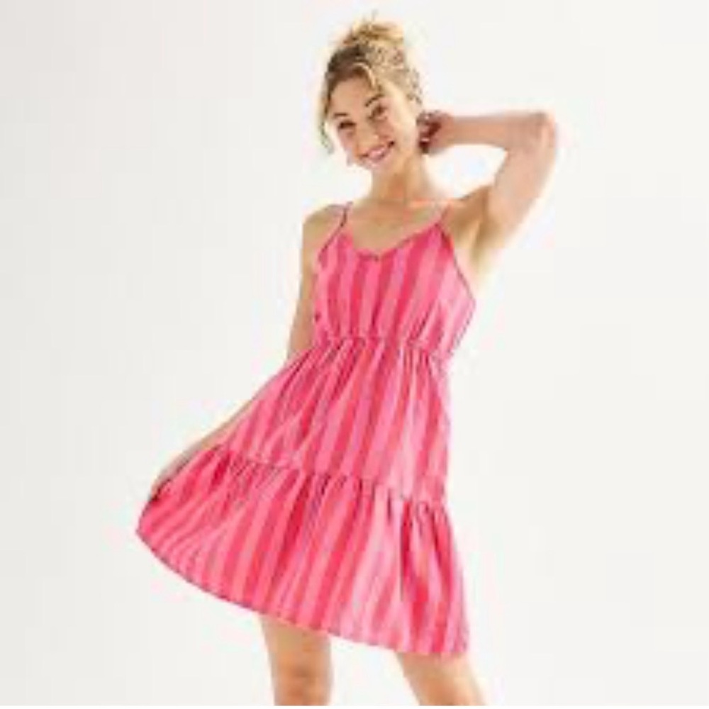 SO Pink Striped Mini Dress XL